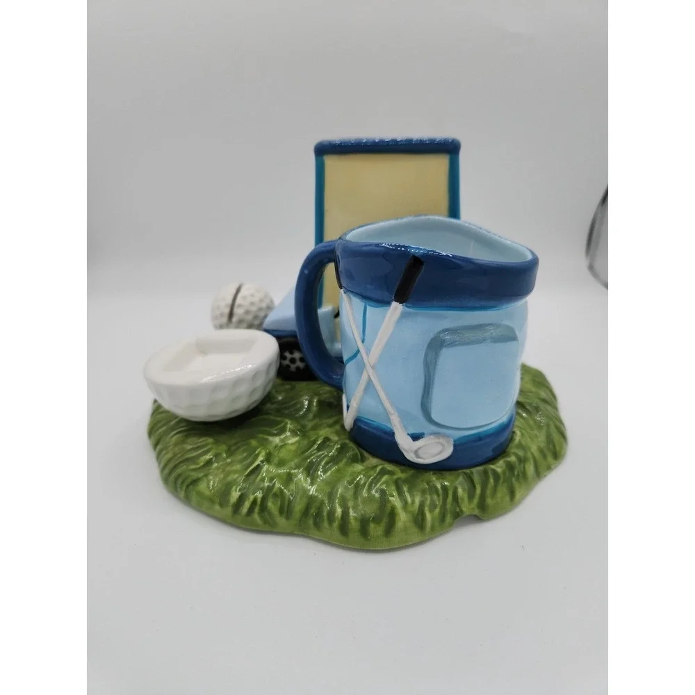 Golf Themed‎ Gift Planter Office Desk Card Holder Blue Green  RARE!
